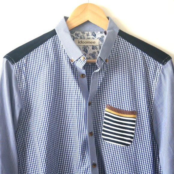 Size S - IDOOMEE Men's Mix Fabrics Boho Country Shirt - Picture 2 of 5